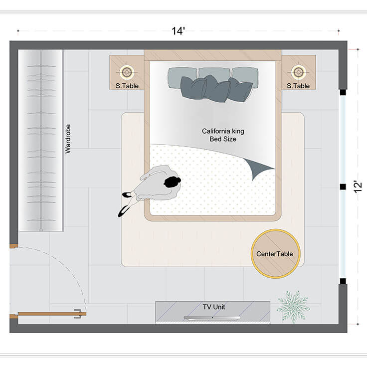 Mid-Century Modern Bedroom Layout(MCMBL-3)