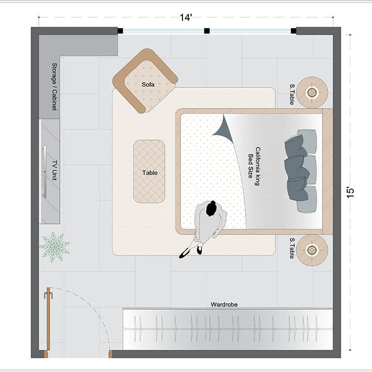Mid-Century Modern Bedroom Layout(MCMBL-4)