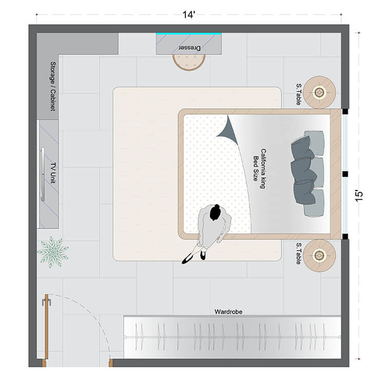 Mid-Century Modern Bedroom Layout(MCMBD-5)