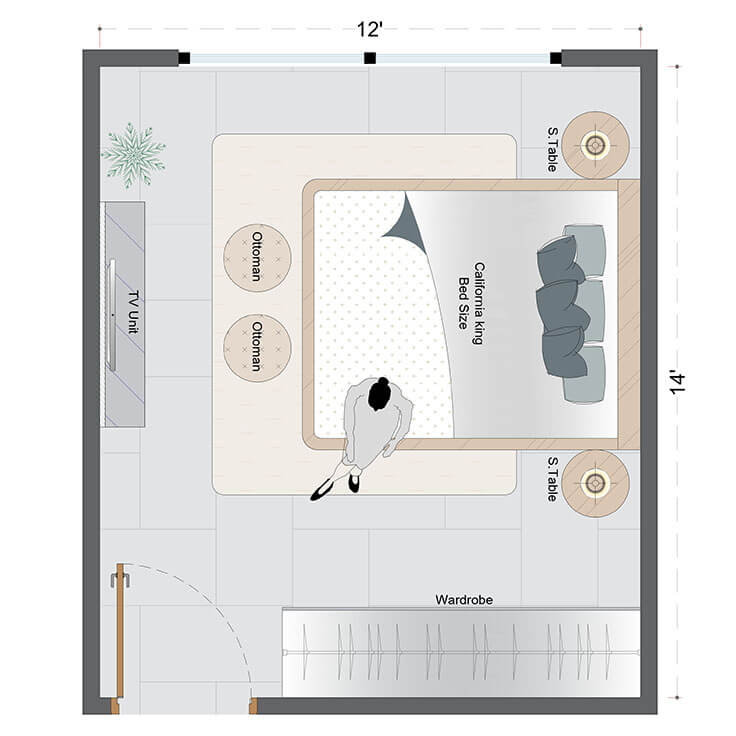 Mid-Century Master Bedroom Layout(MCMBL-2)